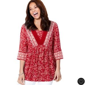 New Catherines Plus Size Veranda Lace Trim Tunic